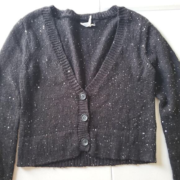 Y2K Whimsigoth Goth Girl Aeropostale Sweater Womens Small Sequin Button Cardigan - Picture 2 of 7